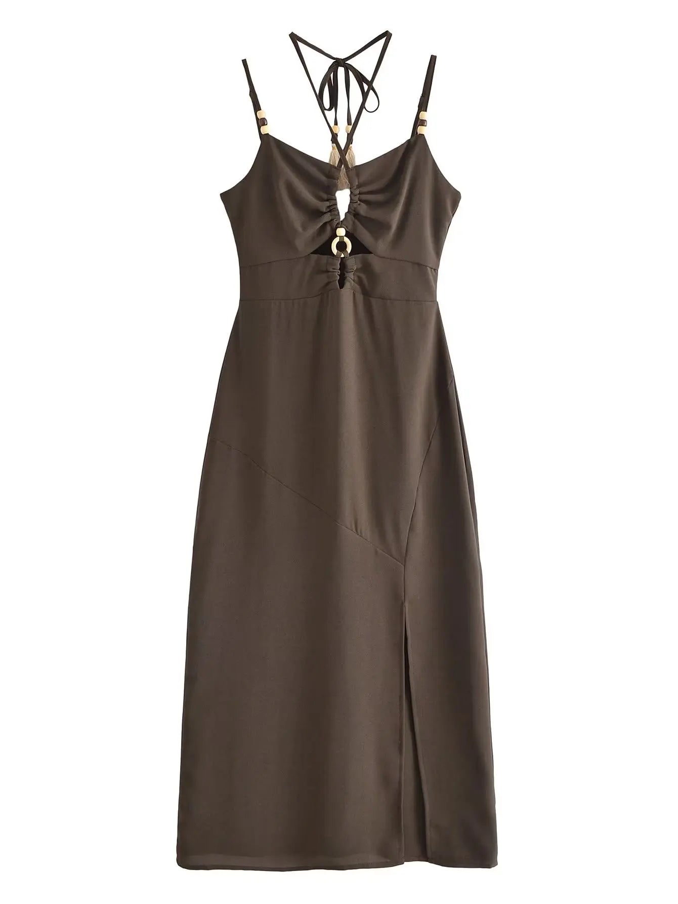 Strappy Maxi Dress with Front Cut-Out