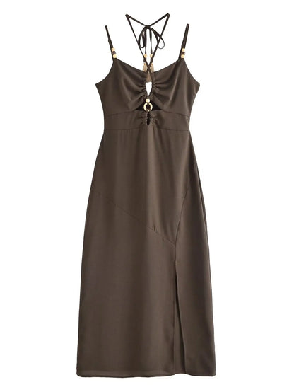 Strappy Maxi Dress with Front Cut-Out