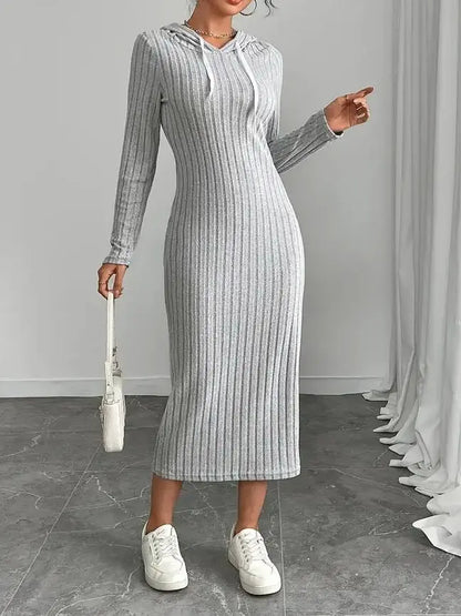 Urban Knit Hooded Midi Dress – Vohran