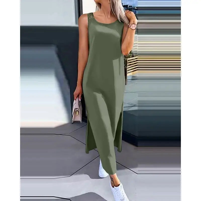 Sleeveless Maxi Dress with Crochet Back – Vohran