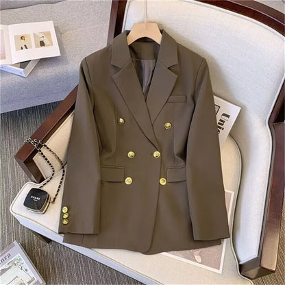 Women’s double-breasted blazer with gold buttons and elegant tailored design – Vohran