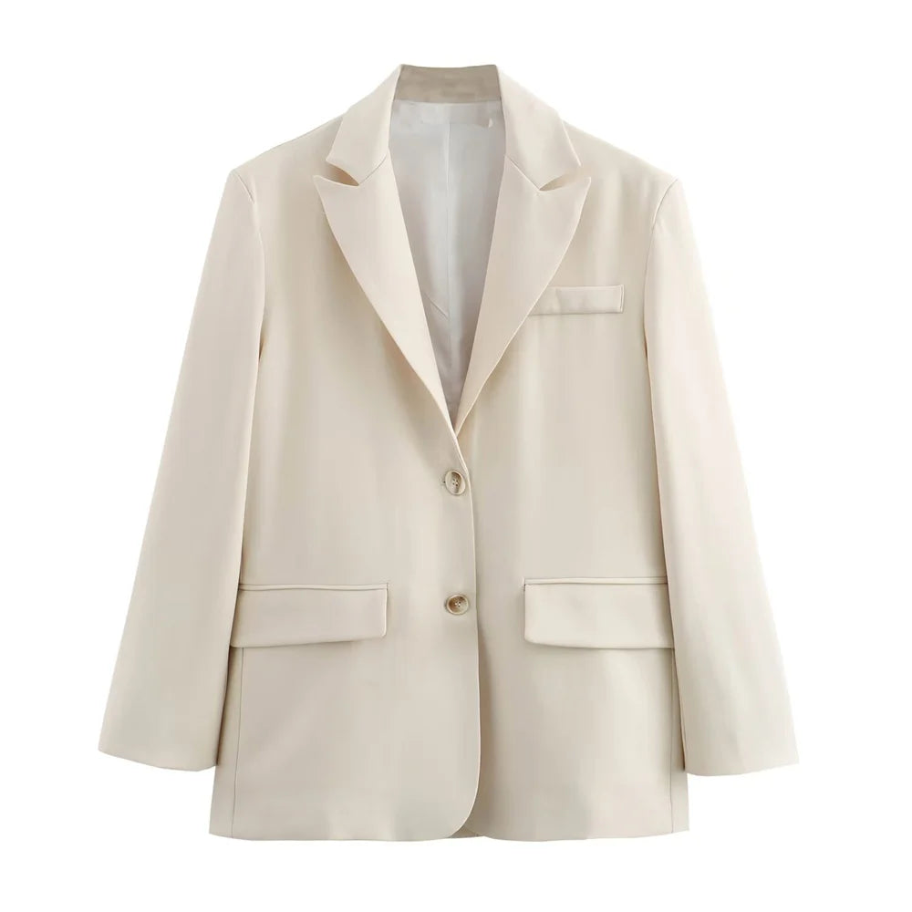 Elegant minimalist women’s two-button blazer with structured tailoring by Vohran