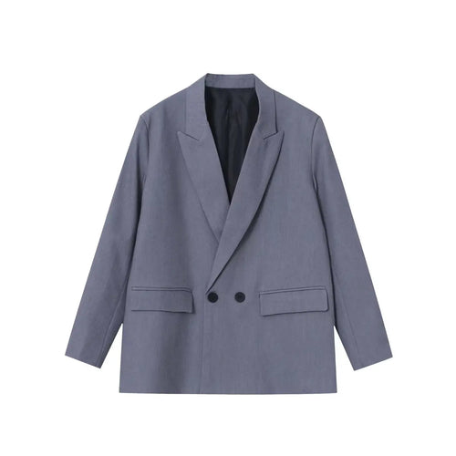Modern oversized women’s double-breasted blazer with relaxed tailoring by Vohran